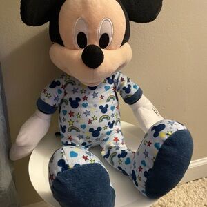 Disney Mickey Mouse Plush with Colorful Stars and Rainbows